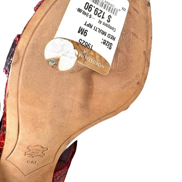 Joan & David Dalanaro Red Embossed Leather Cone Heel Sandals - Picture 4 of 12